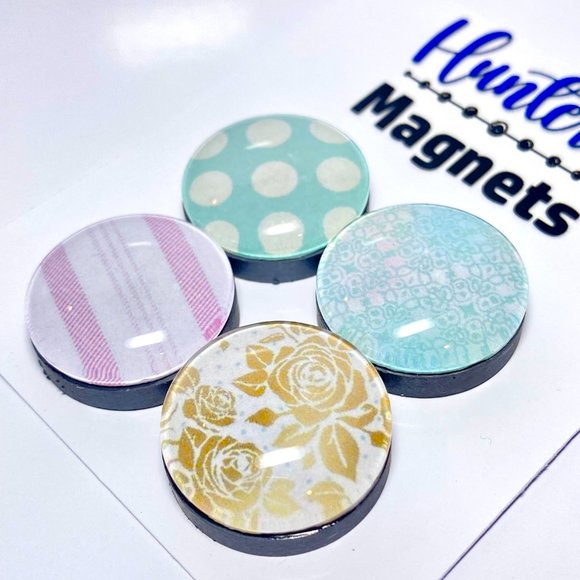 Set of 4 Magnets - Shabby Chic 1 Glass Refrigerator Kitchen Whiteboard 07045 - Picture 3 of 3